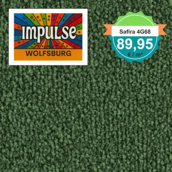 Vorwerk Safira Teppichboden Farbcode 4G68 – Draufsicht mit Preisetikett 89,95 €/m²